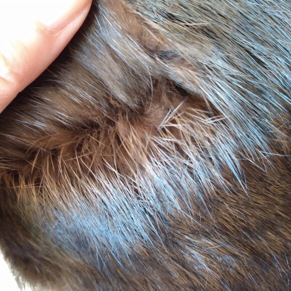 Vintage Fur Hat with Satin Band, Faux Pearl Accent and Union Label - Picture 13 of 15